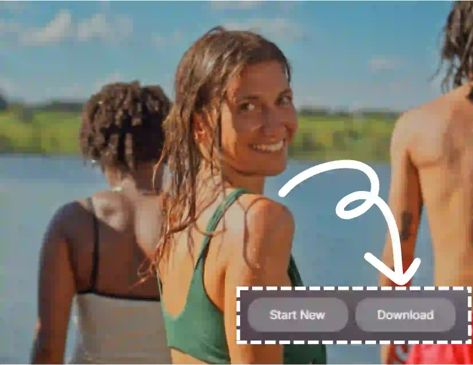 This is ai video enhancer Step 3. Once the video enhancement is complete, you can click to download the high-quality, clear beach diving video.