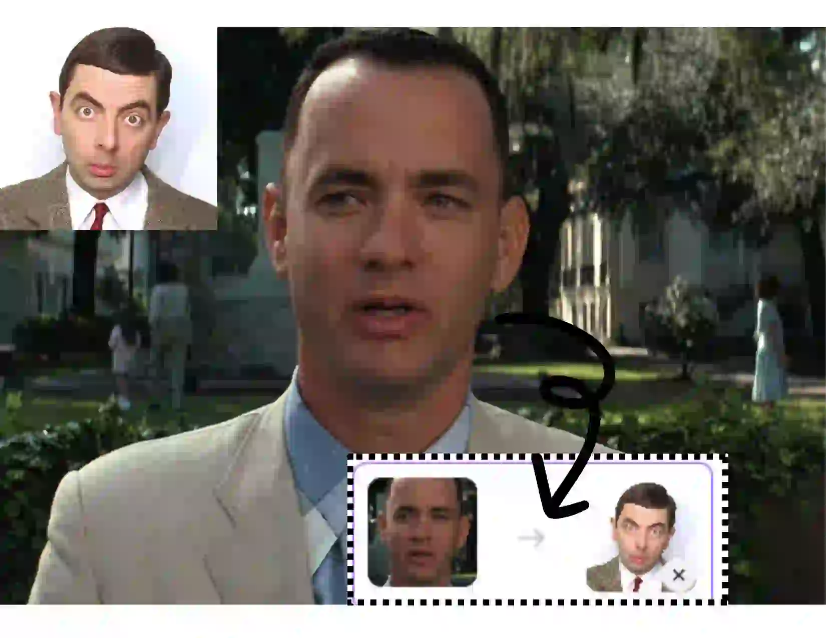 Long Video Face Swap Tutorial Step 2: The faceswapper recognizes the faces in the video, and you can upload the photo of the face you want to replace. Here, the photo of actor Mr. Bean is uploaded.