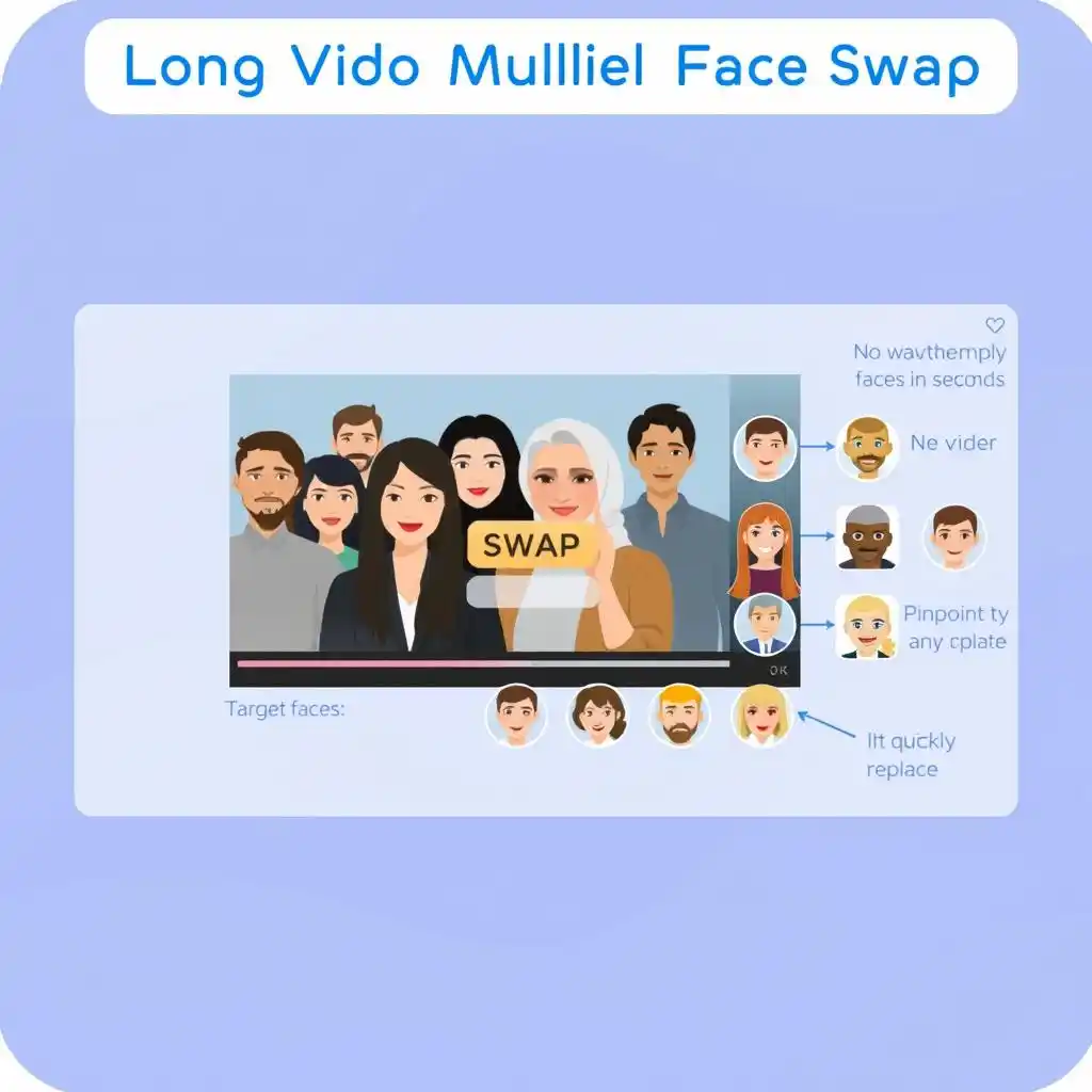 Professional and efficient video face changing experience, no matter how many faces are in the video, it can be accurately located and quickly change faces.